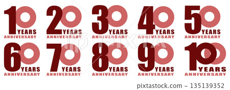 Anniversary logo "10th anniversary, 20th anniversary, 30th anniversary, 40th anniversary, 50th anniversary, 60th anniversary, 70th anniversary, 80th anniversary Anniversary logo "10th anniversary, 20th anniversary, 30th anniversary, 40th anniversary, 50th anniversary, 60th anniversary, 70th anniversary, 80th anniversary 135139352