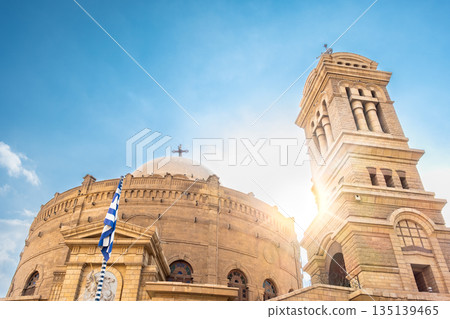 The exterior of The Church of St. George in Cairo, Egypt. Coptic Cairo. Orthodox churches in Egypt. 135139465