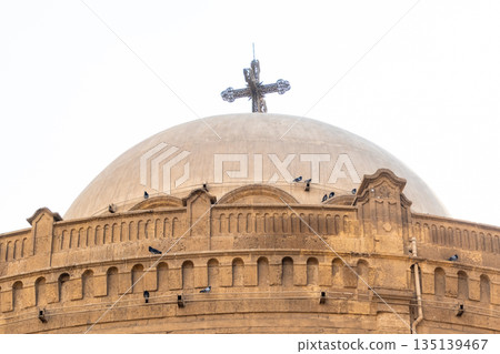 The exterior of The Church of St. George in Cairo, Egypt. Coptic Cairo. Orthodox churches in Egypt. The exterior of The Church of St. George in Cairo, Egypt. Coptic Cairo. Orthodox churches in Egypt. 135139467