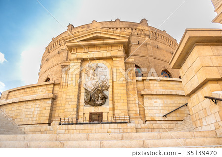 The exterior of The Church of St. George in Cairo, Egypt. Coptic Cairo. Orthodox churches in Egypt. 135139470