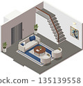 Isometric small office lobby interior 135139558