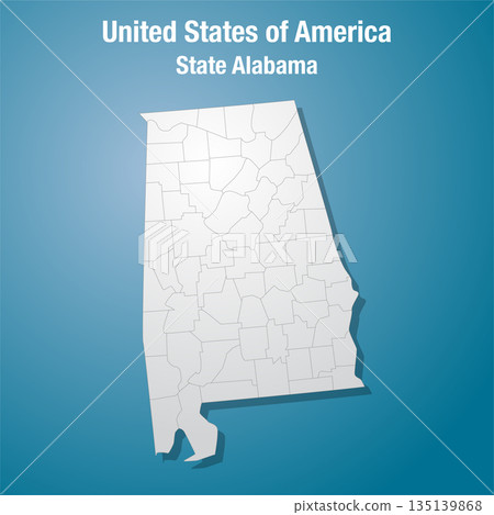 Alabama state divided into counties, the USA 135139868