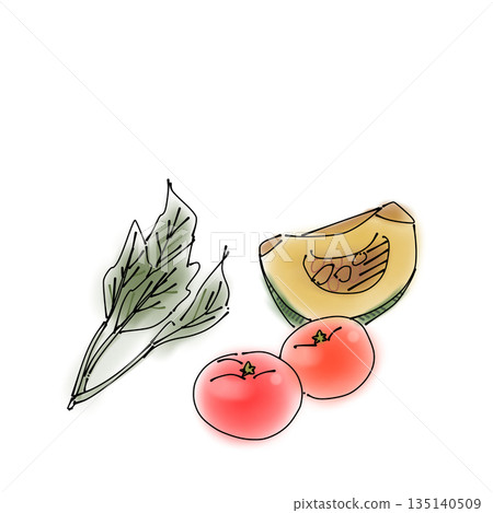 簡單的食物插圖 | 蔬菜、菠菜、番茄、南瓜 簡單的食物插圖 | 蔬菜、菠菜、番茄、南瓜 135140509