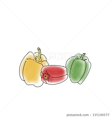 簡單的食物插圖 | 蔬菜、辣椒粉、甜椒 135140577