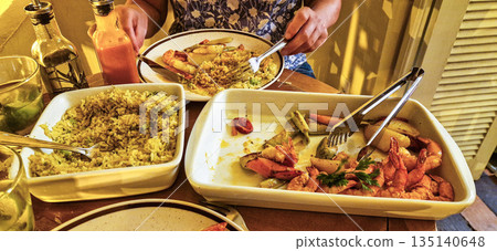Traditional brazilian food on Rua da Palma street in Sao Luis, Brazil Traditional brazilian food on Rua da Palma street in Sao Luis, Brazil 135140648