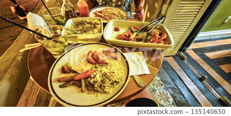 Traditional brazilian food on Rua da Palma street in Sao Luis, Brazil Traditional brazilian food on Rua da Palma street in Sao Luis, Brazil 135140650