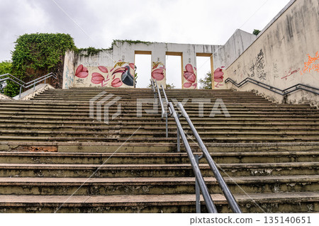 The staircase at Nauro Machado Square in the historic center of the city of Sao Luis MA, northeast of Brazil The staircase at Nauro Machado Square in the historic center of the city of Sao Luis MA, northeast of Brazil 135140651