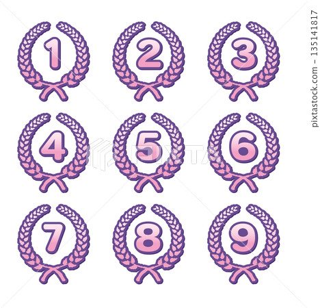 Illustration material_Laurel number icon set 135141817