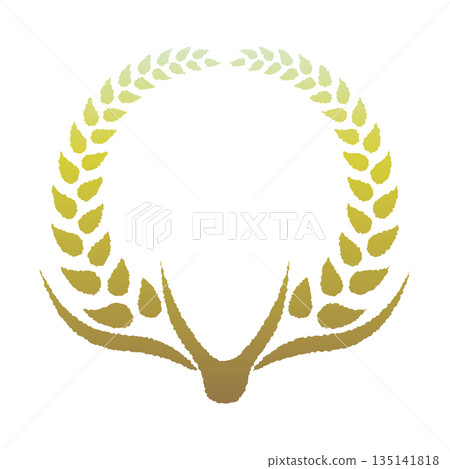 插畫素材_稻穗框_黃色漸變 插畫素材_稻穗框_黃色漸變 135141818