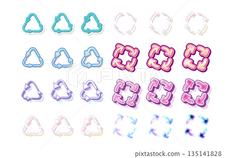插圖素材_圓形與三角形箭頭集_ 135141828