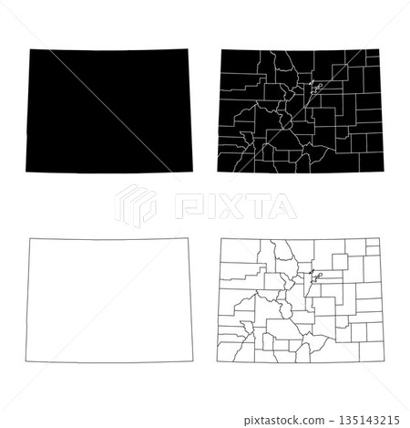 Colorado State Outline and Solid Fill Map Set. 135143215