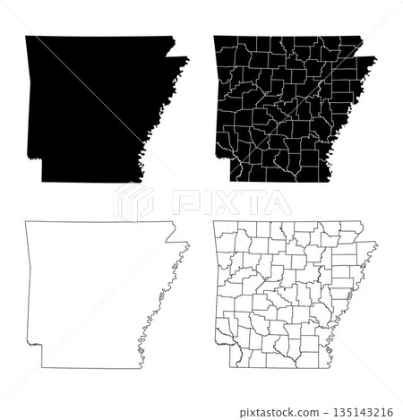 Arkansas State Outline and Solid Fill Map Set. Arkansas State Outline and Solid Fill Map Set. 135143216