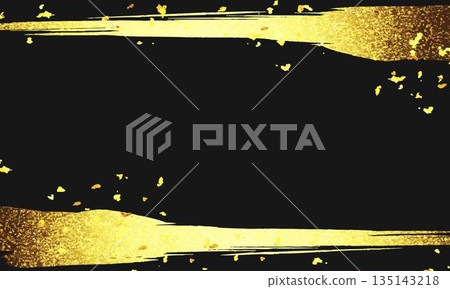 Vector illustration of gold brush strokes on a black background Vector illustration of gold brush strokes on a black background 135143218