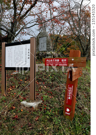 山邊道、芭蕉俳句碑說明牌、目的地標誌、內山永急寺遺址、櫻井 135143320
