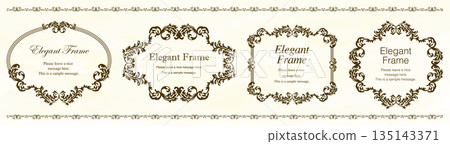 豪華典雅的框架套裝、裝飾邊框、裝飾圖案和優雅的細節 135143371