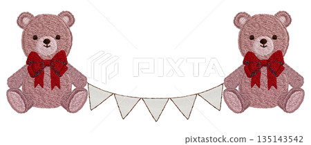 【泰迪熊和花環】手工刺繡插畫材料 135143542