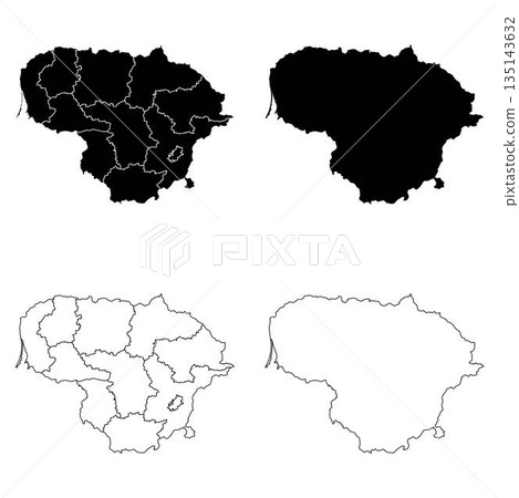 Lithuania Outline and Solid Fill Map Set. 135143632