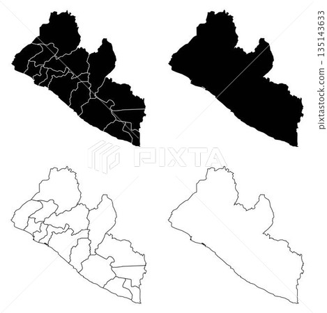 Liberia Outline and Solid Fill Map Set. 135143633
