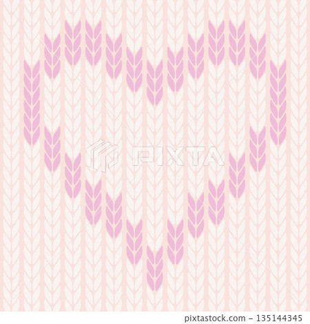 Baby pink heart pattern flat knit background illustration with background color Baby pink heart pattern flat knit background illustration with background color 135144345