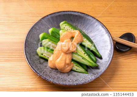 Okra with Mentaiko Mayonnaise 135144453