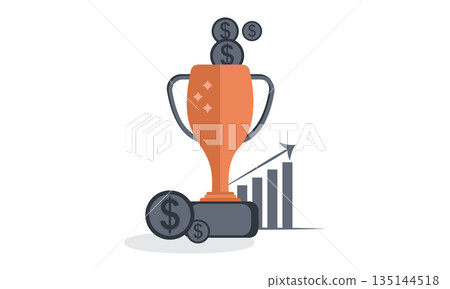 Business Success Trophy With Financial Growth Concept Business Success Trophy With Financial Growth Concept 135144518