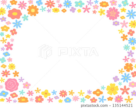 多彩的花框架 135144521