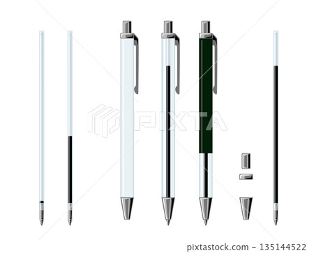 原子筆及筆芯拆解結構套裝正面圖 文具插圖材料 原子筆及筆芯拆解結構套裝正面圖 文具插圖材料 135144522