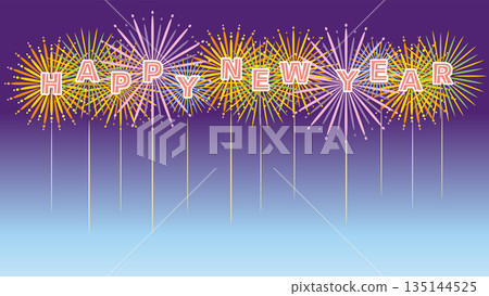 新年快樂煙火插圖,附文字「新年倒數(英文版)」向量圖 新年快樂煙火插圖,附文字「新年倒數(英文版)」向量圖 135144525