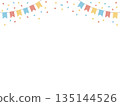 Celebration party background frame illustration decorated with garland and confetti 135144526