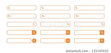 Search window/search bar illustration material Orange Search bar illustration set Search window/search bar illustration material Orange Search bar illustration set 135145010