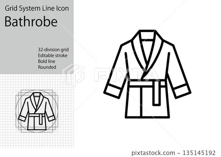 浴袍和和服圖標，浴袍插圖 135145192