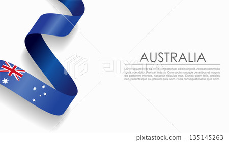 Australian flag wavy ribbon, ideal for patriotic or cultural design themes. Vector illustration. 135145263