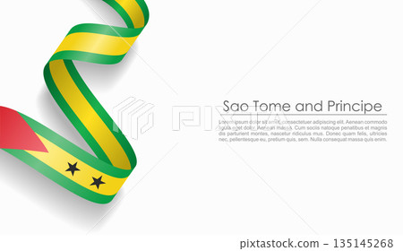 Sao Tome and Principe flag wavy ribbon, ideal for patriotic or cultural design themes. Vector illustration. Sao Tome and Principe flag wavy ribbon, ideal for patriotic or cultural design themes. Vector illustration. 135145268