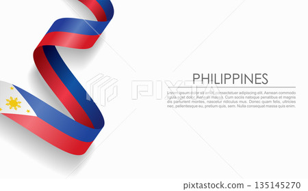 Philippines flag wavy ribbon, ideal for patriotic or cultural design themes. Vector illustration. Philippines flag wavy ribbon, ideal for patriotic or cultural design themes. Vector illustration. 135145270