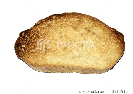 A Close Up of a Toasted Home Made Bread Slice Toast Showing Texture A Close Up of a Toasted Home Made Bread Slice Toast Showing Texture 135145391