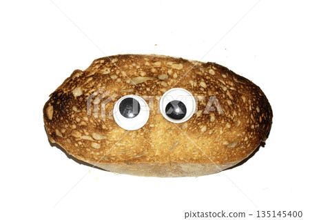 A Funny Burnt Toast Bread Slice Roll With Googly Wobble Eyes 135145400