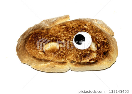 A Funny Burnt Toast Bread Slice Roll With Googly Wobble Eyes 135145403