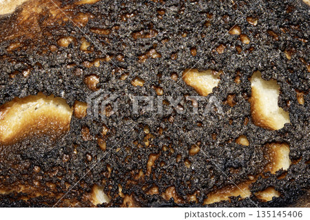 A Close Up of a Toasted Home Made Bread Slice Toast Showing Texture A Close Up of a Toasted Home Made Bread Slice Toast Showing Texture 135145406