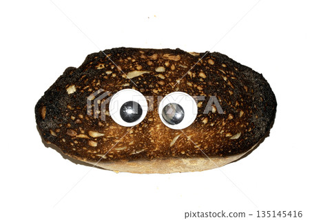 A Funny Burnt Toast Bread Slice Roll With Googly Wobble Eyes 135145416