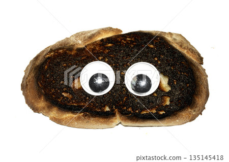 A Funny Burnt Toast Bread Slice Roll With Googly Wobble Eyes 135145418