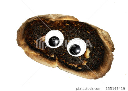 A Funny Burnt Toast Bread Slice Roll With Googly Wobble Eyes 135145419