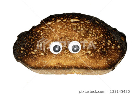 A Funny Burnt Toast Bread Slice Roll With Googly Wobble Eyes 135145420