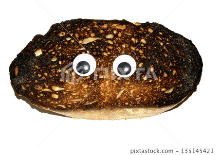 A Funny Burnt Toast Bread Slice Roll With Googly Wobble Eyes A Funny Burnt Toast Bread Slice Roll With Googly Wobble Eyes 135145421