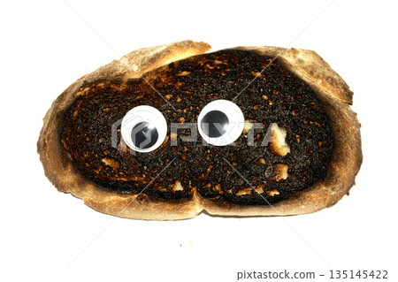 A Funny Burnt Toast Bread Slice Roll With Googly Wobble Eyes 135145422