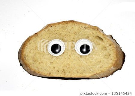 A Funny Burnt Toast Bread Slice Roll With Googly Wobble Eyes 135145424
