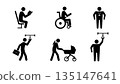 Priority seat icons set for public transport, flat vector illustration. 135147641