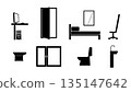 Home furniture and bathroom fixture icon set, flat vector silhouette. 135147642