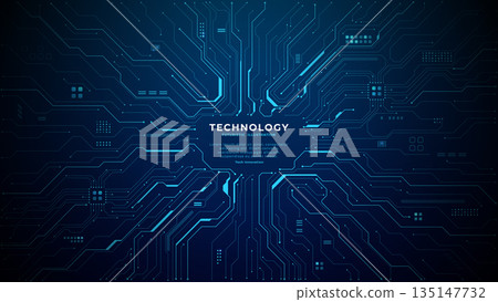 Circuit board background with glowing blue tech patterns Circuit board background with glowing blue tech patterns 135147732