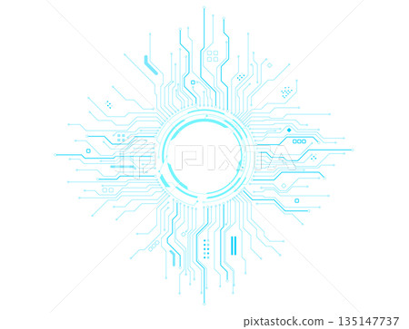 Glowing sci-fi portal with circuit board 135147737