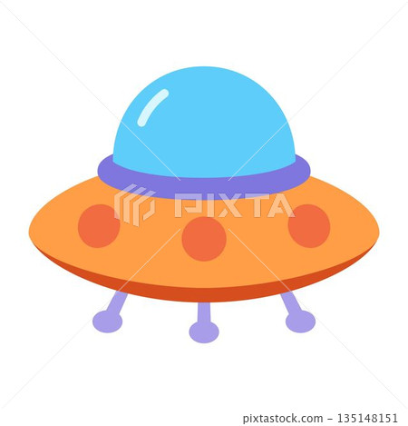 cartoon spaceship isolated, flat style 135148151